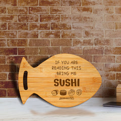 If You Are Reading This-Bring Me Sushi 14 x 8.5" Fish Shape Cutting Board | Decorative Kitchen Accessory For Sushi Lovers