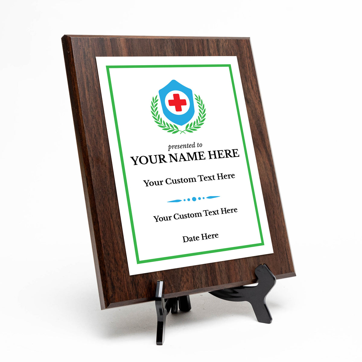 Health Professional Theme Custom Award Plaque |Easel Mount Option | Achievement and Service Personalizable Plaques