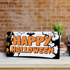 Happy Halloween 5x10 Hanging Plus Wall or Door Sign | Rustic Twined | Spooky Halloween Decoration