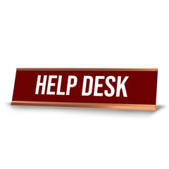 Help Desk, Redwine Gold Frame, Desk Sign (2x8")