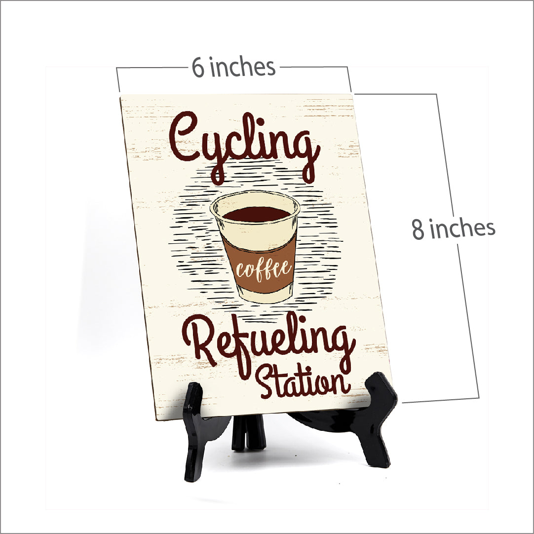 Signs ByLita Cycling Refueling Station, Table Sign With Acrylic Stand (6 x 8")