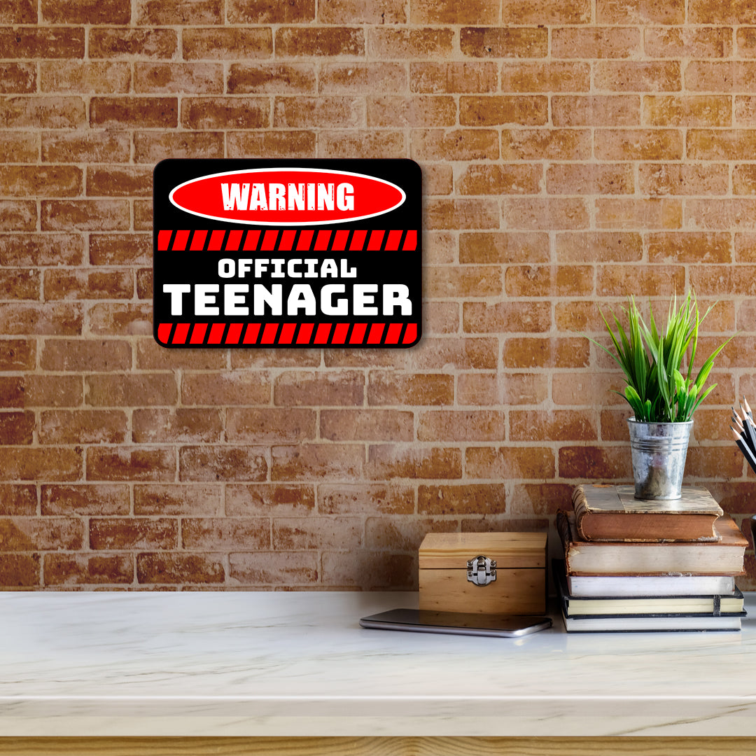 Classic Framed Plus Warning Official Teenager Wall or Door Sign | Novelty Funny Warning Signs