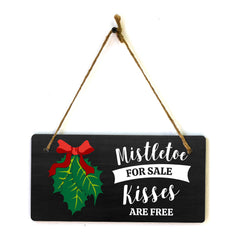 Mistletoe For Sale Kisses Are Free 5x10 Hanging Plus Wall or Door Sign | Christmas Home Décor