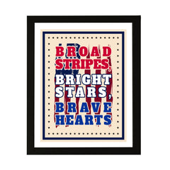 Designs ByLITA Broad Stripes. Bright Stars. Brave Hearts, Wall Print Art | USA Patriotic Decoration (Unframed or Framed)