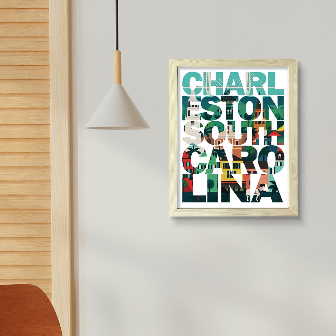 Designs ByLITA Charleston, South Carolina Inspirational, Wall Print Art | American Cities Stylish Home Decoration (Unframed or Framed)