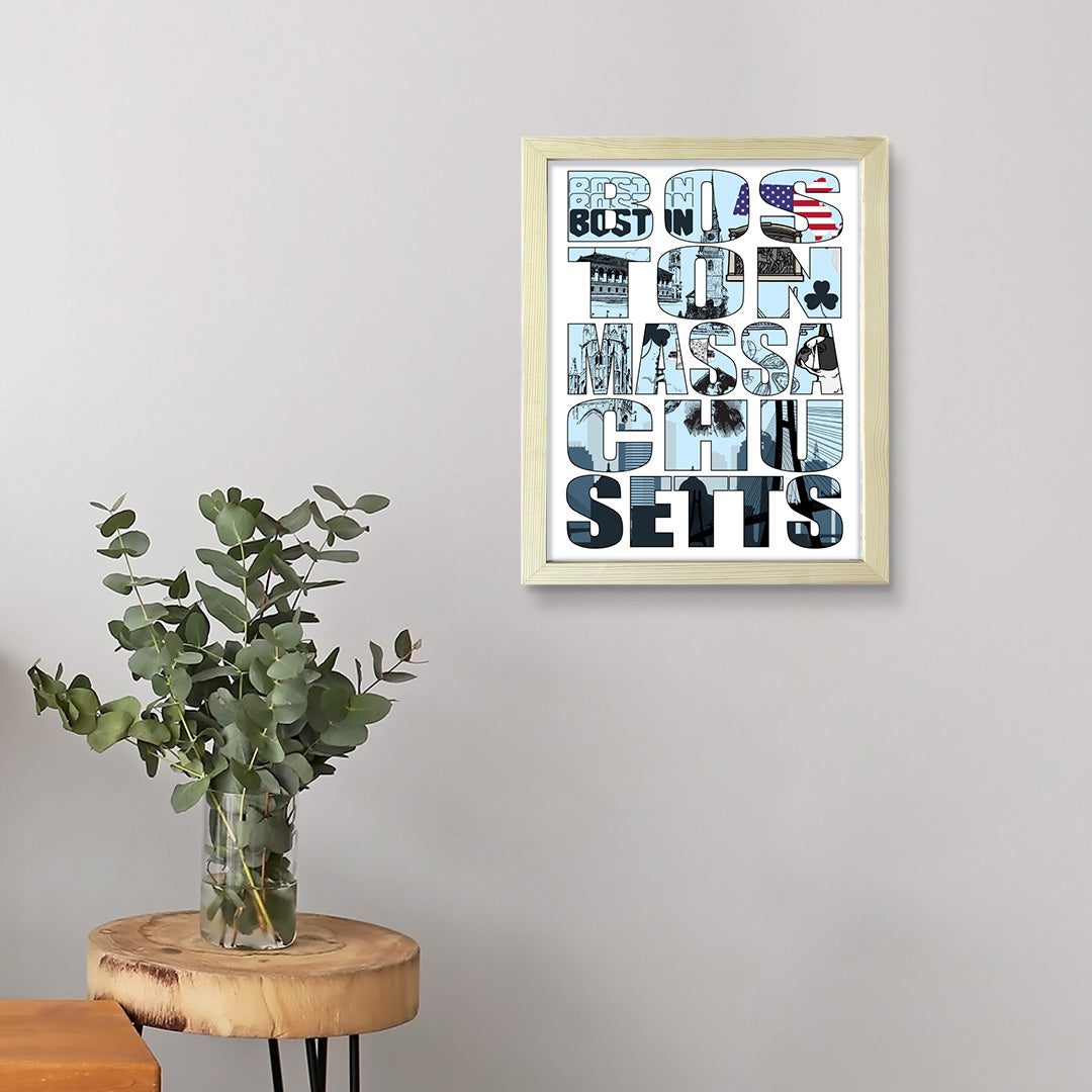 Designs ByLITA Boston, Massachusetts Inspirational, Wall Print Art | American Cities Stylish Home Decoration (Unframed or Framed)