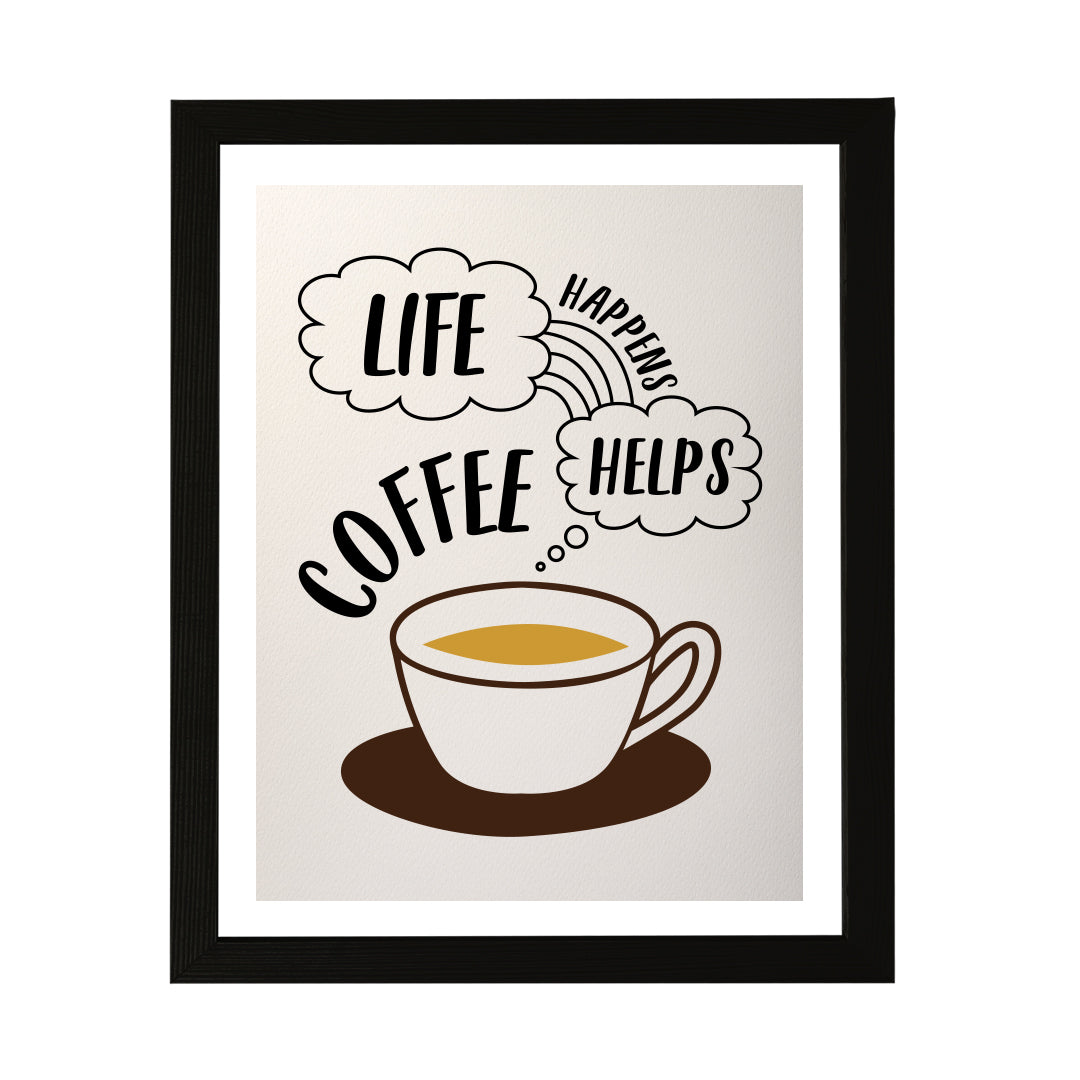 Designs ByLITA Life Happens Coffee Helps, Wall Print Art | Retro Bar Decoration