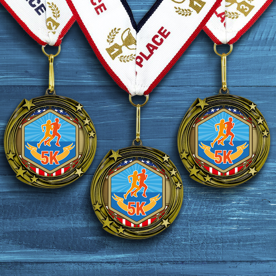 All Quality Stars Design 5k Medal | Competition | High Quality Metal Medal - 1st, 2nd, 3rd Place