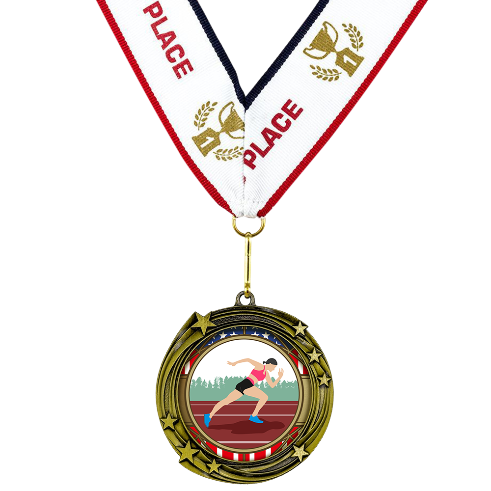 All Quality Stars Design Track and Field Medal (Female) | Competition | High Quality Metal Medal - 1st, 2nd, 3rd Place