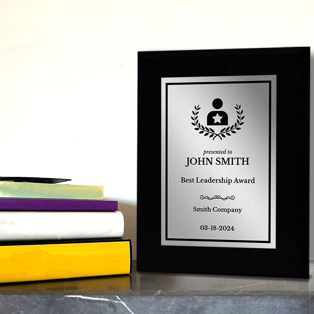 Leadership Customizable Black Frame Award Plaque | Easel Mount Option | Achievement and Recognition Personalizable Plaques