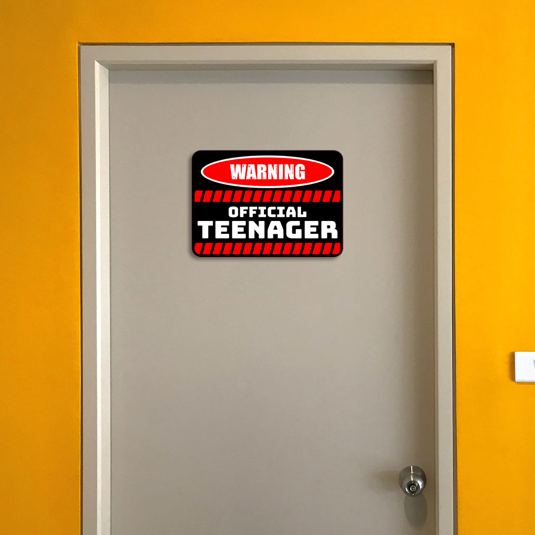 Classic Framed Plus Warning Official Teenager Wall or Door Sign | Novelty Funny Warning Signs