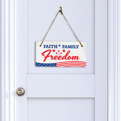 Faith Family Freedom 5x10 Hanging Plus Wall or Door Sign | American Pride