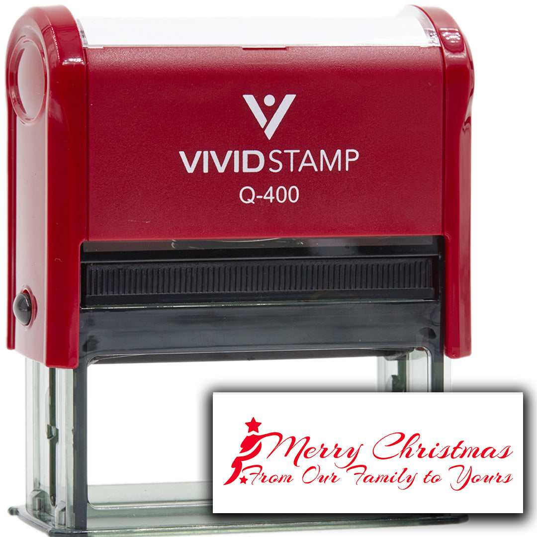 All Quality Merry Christmas From Our Family to Yours Self-Inking Rubber Stamp | Christmas Gift Stamp | Festive Season