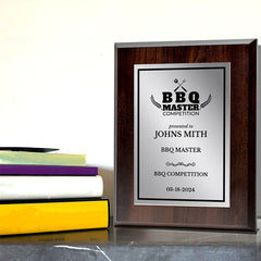 BBQ Master Competition Customizable Award Plaque | Easel Mount Option | Achievement and Recognition Personalizable Plaques