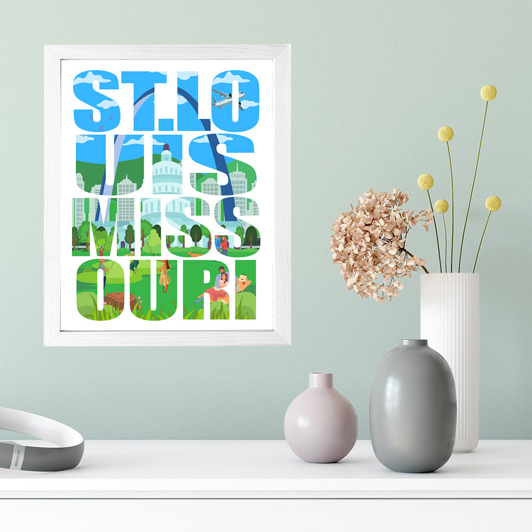 Designs ByLITA St. Louis, Missouri Inspirational, Wall Print Art | American Cities Stylish Home Decoration (Unframed or Framed)