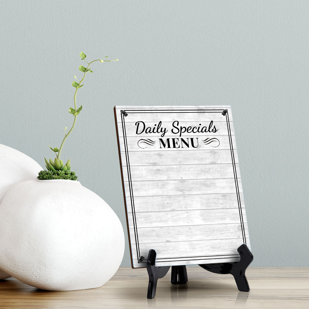 Daily Specials Menu 6x8 Dry Wipe Table Sign Easy Installation | Restaurant & Bar | Perfect To Clearly Direct Customers & Advertise Specials | No Pen Included