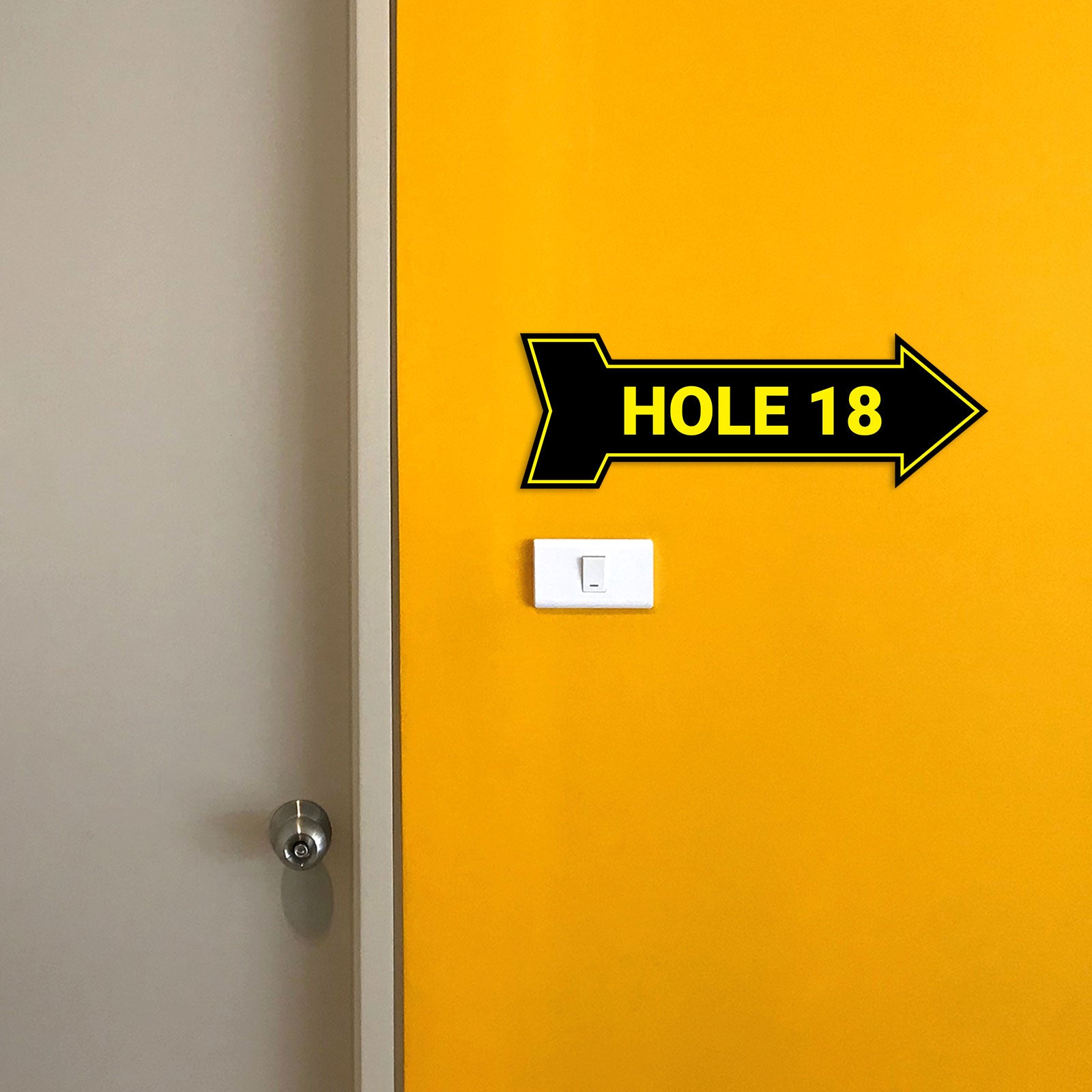 Arrow Shape Hole 18 12x4" Wall or Door Sign | Golf Signage