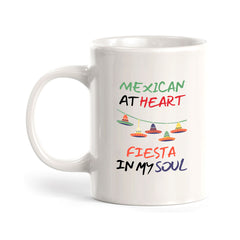 Designs ByLITA Mexican At Heart Fiesta In My Soul 11oz Plastic or Ceramic Coffee Mug Elegance | Great Novelty Gift | High Quality Sublimation | Mexican Pride