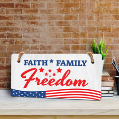 Faith Family Freedom 5x10 Hanging Plus Wall or Door Sign | American Pride