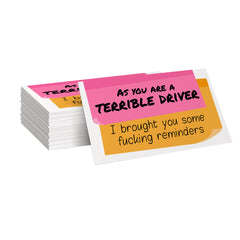 As you are a terrible driver, I brought you some f*cking reminders, Novelty Business cards (100 Pack)