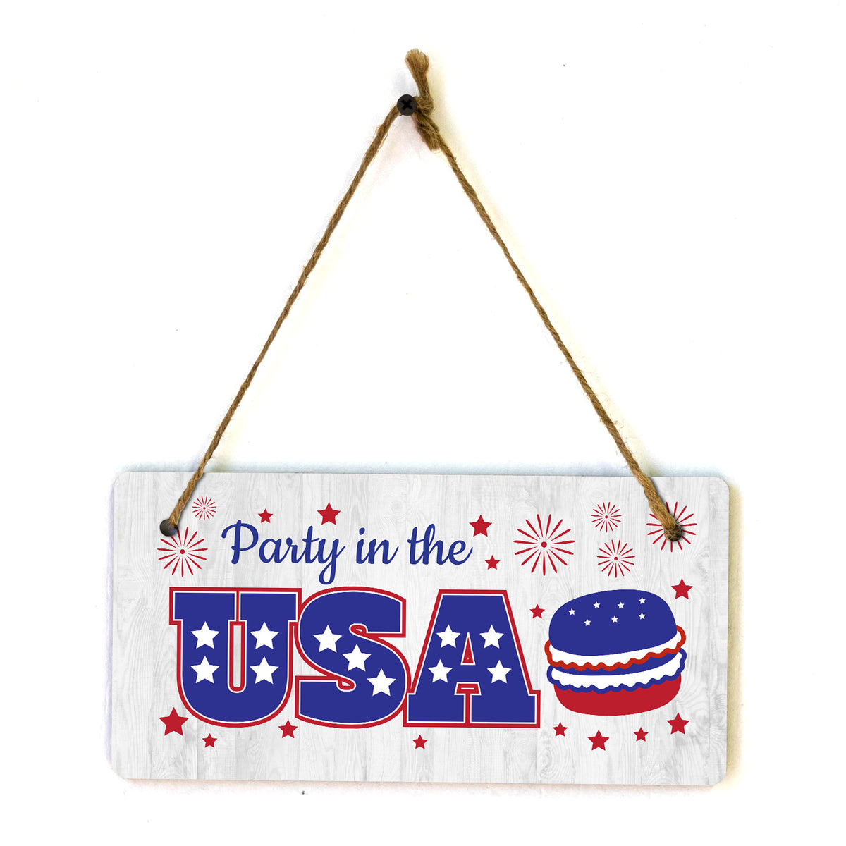 Party In The USA 5x10 Hanging Plus Wall or Door Sign | American Pride