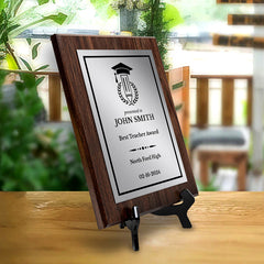 Teacher Recognition Customizable Award Plaque |Easel Mount Option | Achievement and Service Personalizable Plaques