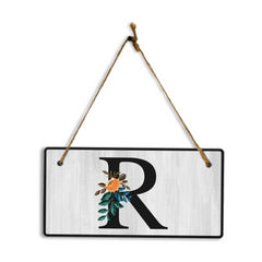 R Flower Decor 5x10 Hanging Wall or Door Sign | Alphabet Letter Room Decoration