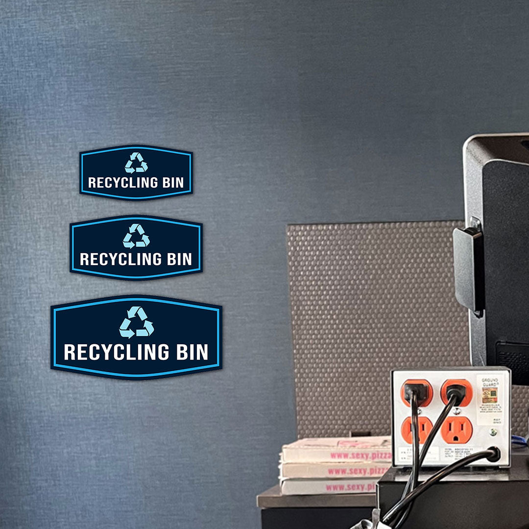 Fancy Plus Recycling Bin Wall or Door Sign Easy Installation | Eco-Friendly Green Awareness