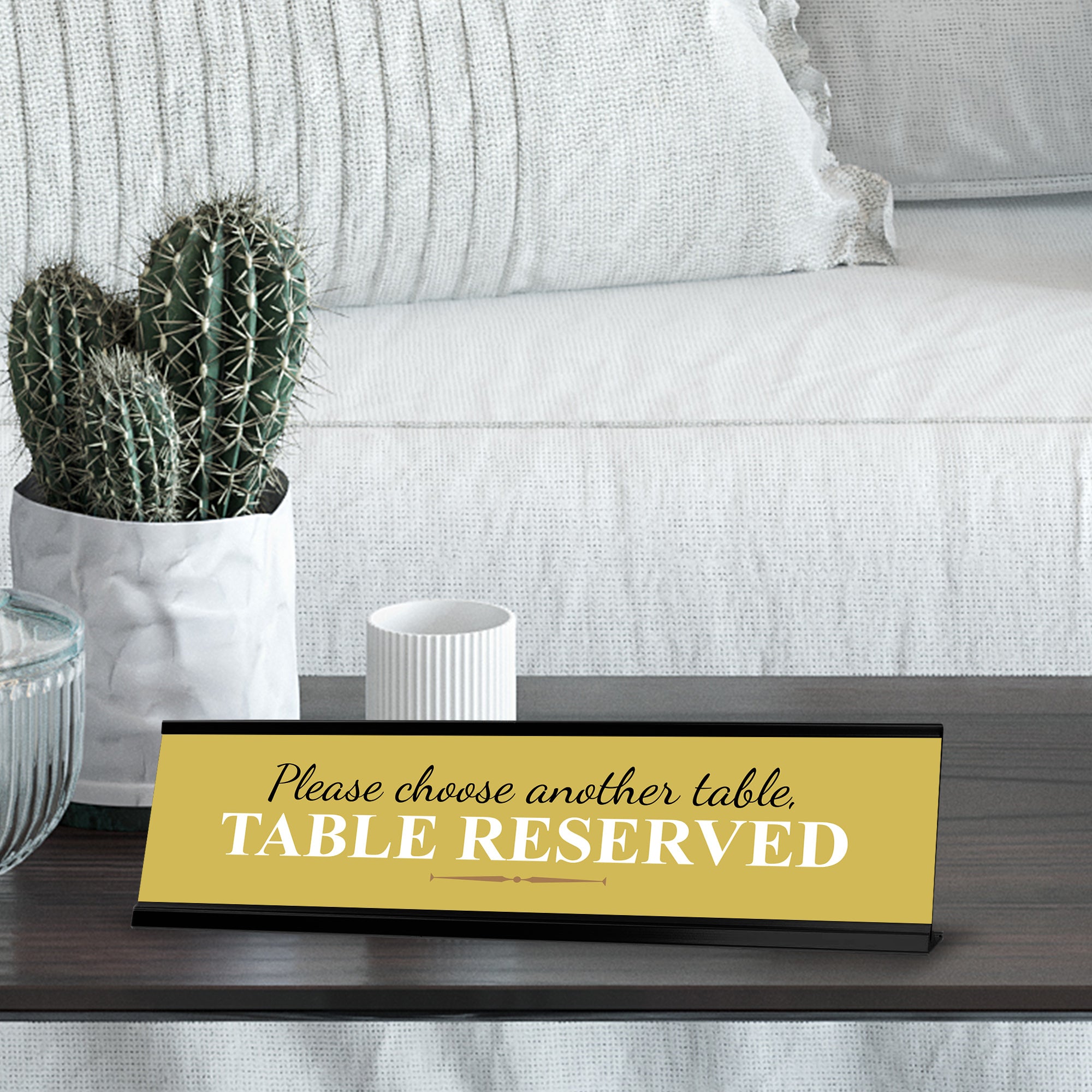 Please Choose Another Table, Table Reserved, Black Frame, Desk Sign (2x8“)