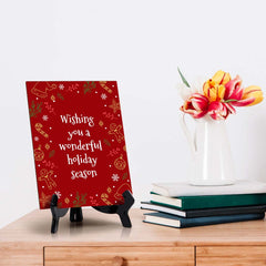 Customizable Christmas Table Sign With Acrylic Stand (6” x 8”) | Holiday Indoor Decoration