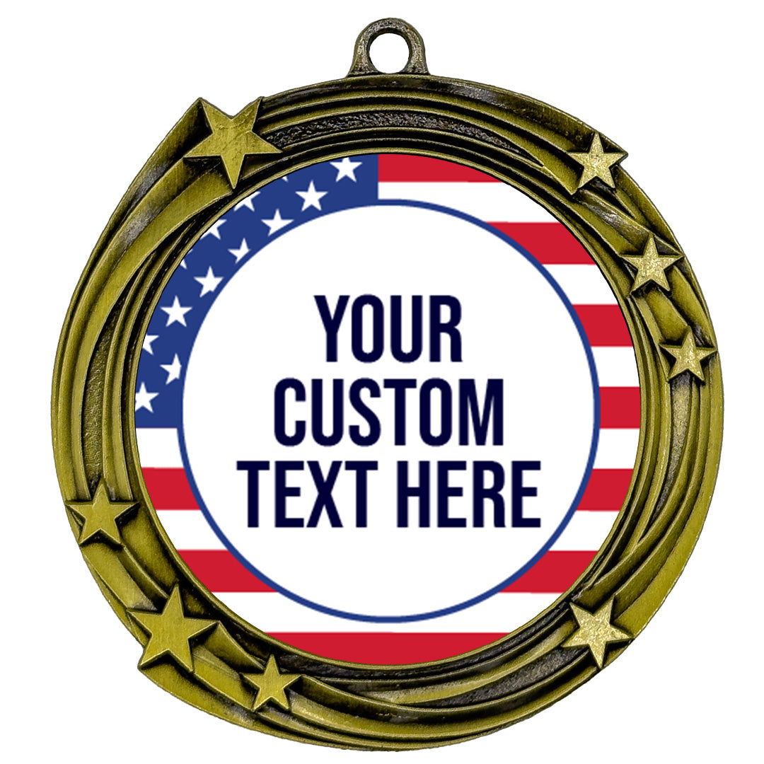 USA Flag Custom Personalized Stars Design Medal | Choice of Ribbon | Patriotic Personalized Award