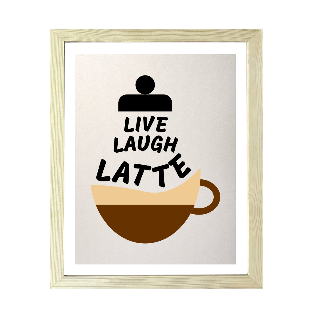 Designs ByLITA Live Laugh Latte, Wall Print Art | Coffee Retro Kitchen Decoration