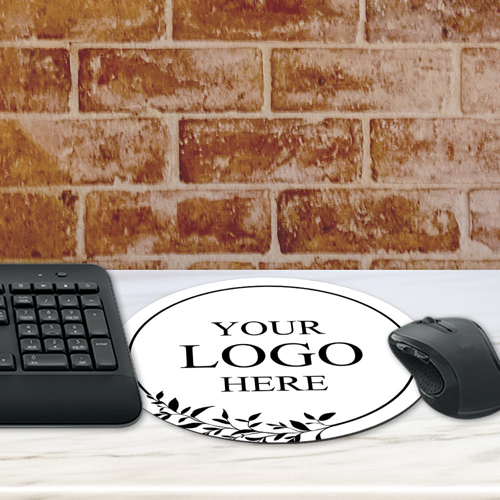 Customizable (8 x 8") Circle Mouse Pad - White Background - Add Your Logo, Message, or Custom Text