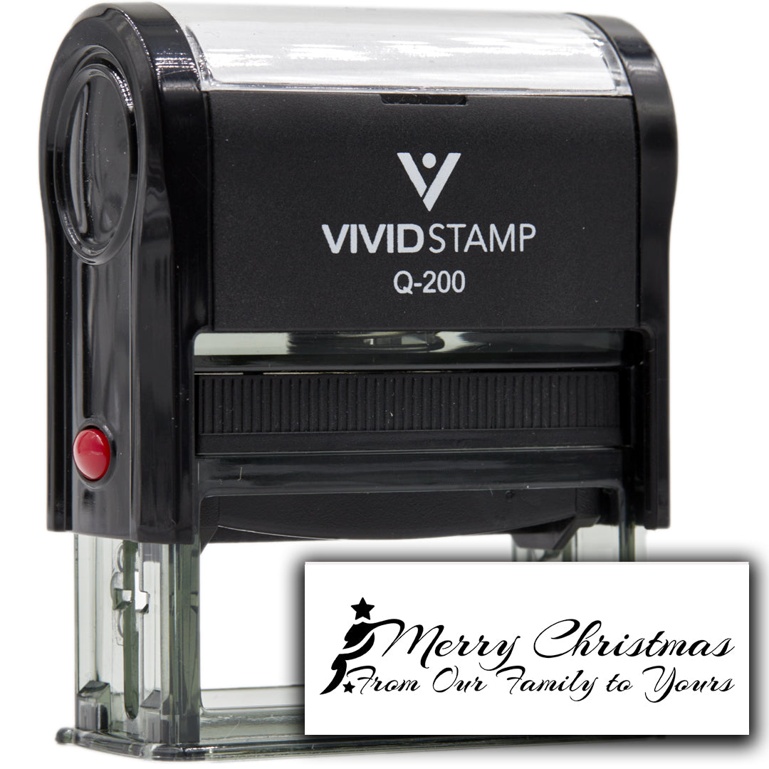 All Quality Merry Christmas From Our Family to Yours Self-Inking Rubber Stamp | Christmas Gift Stamp | Festive Season