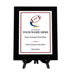 Football Customizable Black Frame Wooden Award Plaque | Easel Mount Option | Achievement and Recognition Personalizable Plaques