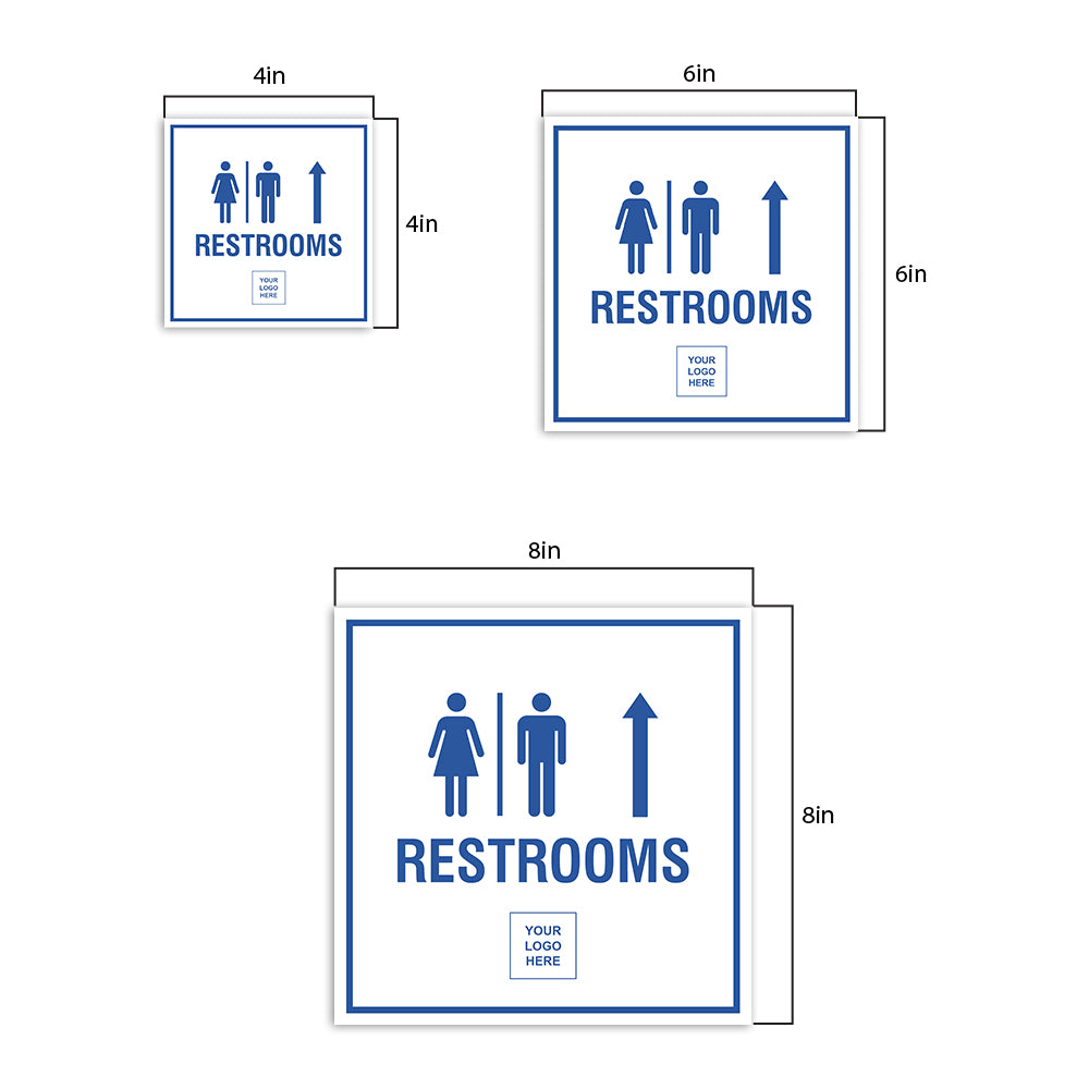 Square Plus | Restrooms Up Arrow Wall or Door Sign | Customizable with Your Company Logo | Durable & Easy to Install