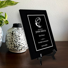 Football Customizable Black Frame Wooden Award Plaque | Easel Mount Option | Achievement and Recognition Personalizable Plaques