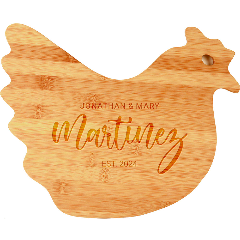 Designs ByLITA Personalized Bamboo Hen Shaped Cutting Board, Customizable Kitchen Chopping Board (9 Design Options)