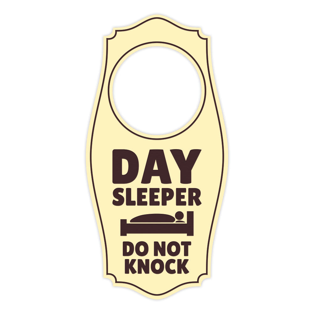 Day Sleeper Do Not Knock Door Hanger | House or Business Door Sign