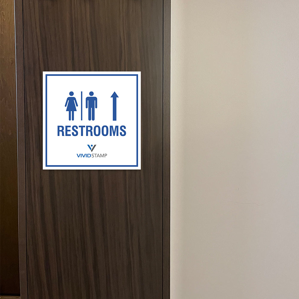 Square Plus | Restrooms Up Arrow Wall or Door Sign | Customizable with Your Company Logo | Durable & Easy to Install