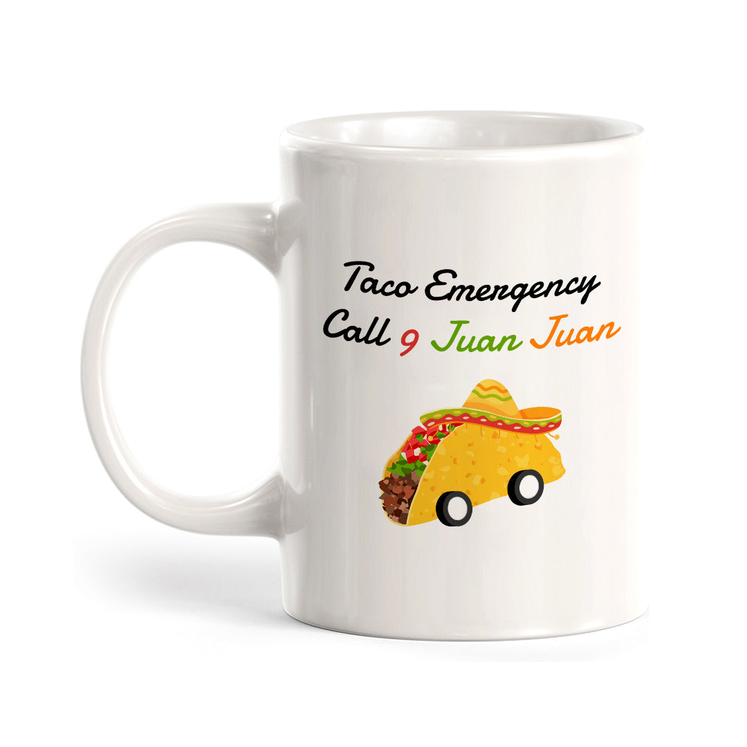 Designs ByLITA Taco Emergency Call 9 Juan Juan 11oz Plastic or Ceramic Coffee Mug Elegance | Great Novelty Gift | High Quality Sublimation | Mexican Pride