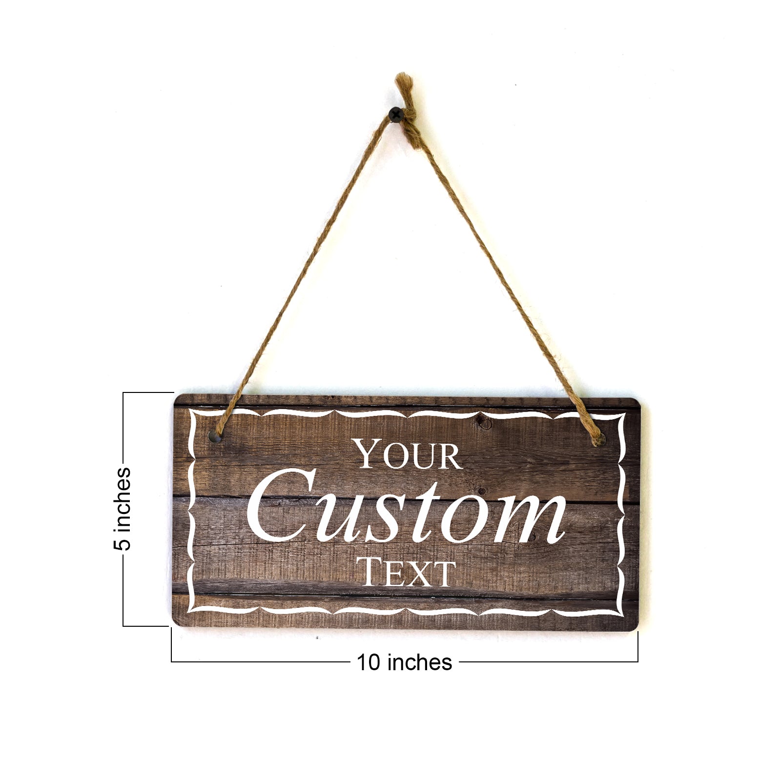 Signs ByLITA Customizable 5 x 10” Wreath Border Hanging Wall or Door Sign | Rustic Twine | Stylish Personalized Greeting Sign | Home or Business Personalized Signage