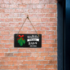 Mistletoe For Sale Kisses Are Free 5x10 Hanging Plus Wall or Door Sign | Christmas Home Décor