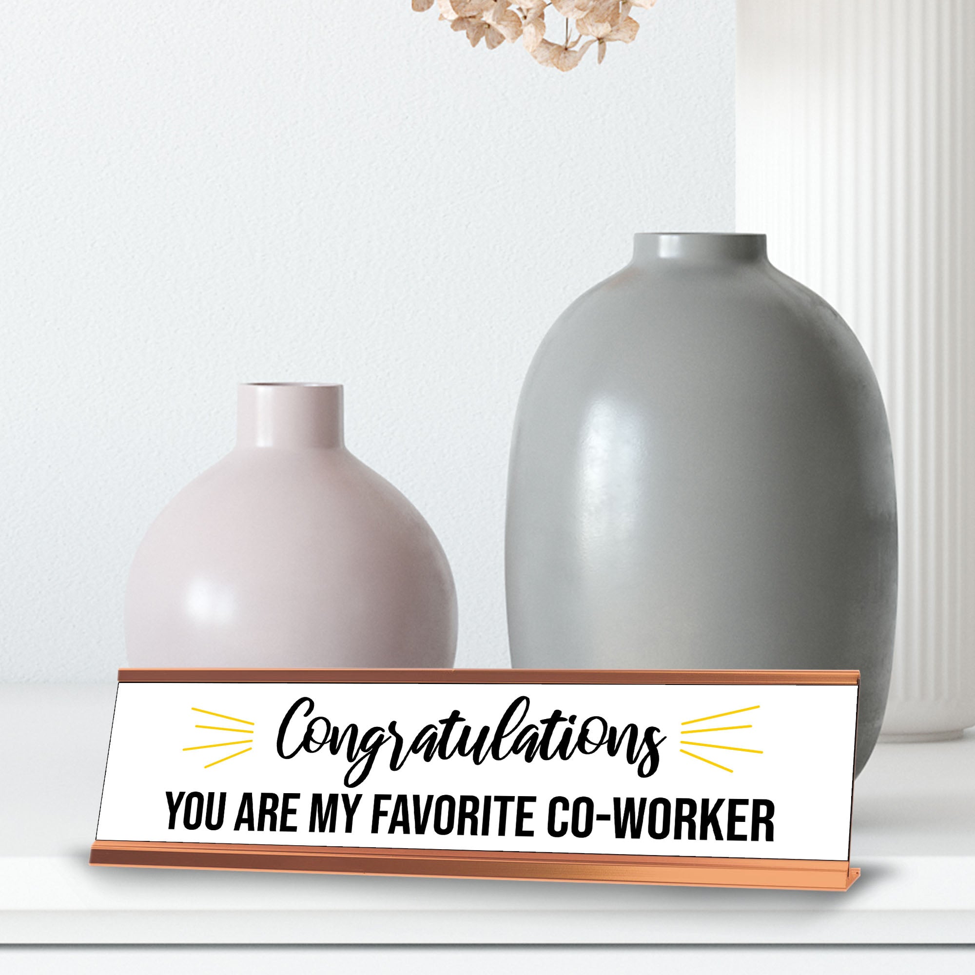 Congratulations You are My Favorite Co-Worker, Highlights Gold Frame, Desk Sign (2x8")