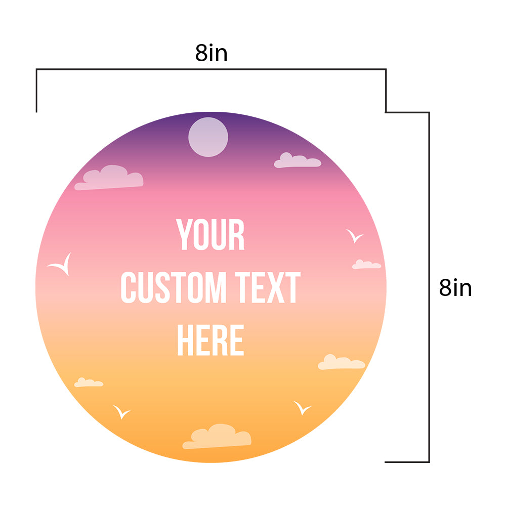 Customizable 8x8" Circle Mouse Pad – Sunset Color Background – Add Your Own Message or Text – Premium Non-Slip Surface, Perfect for Home, Office, or Gift Use