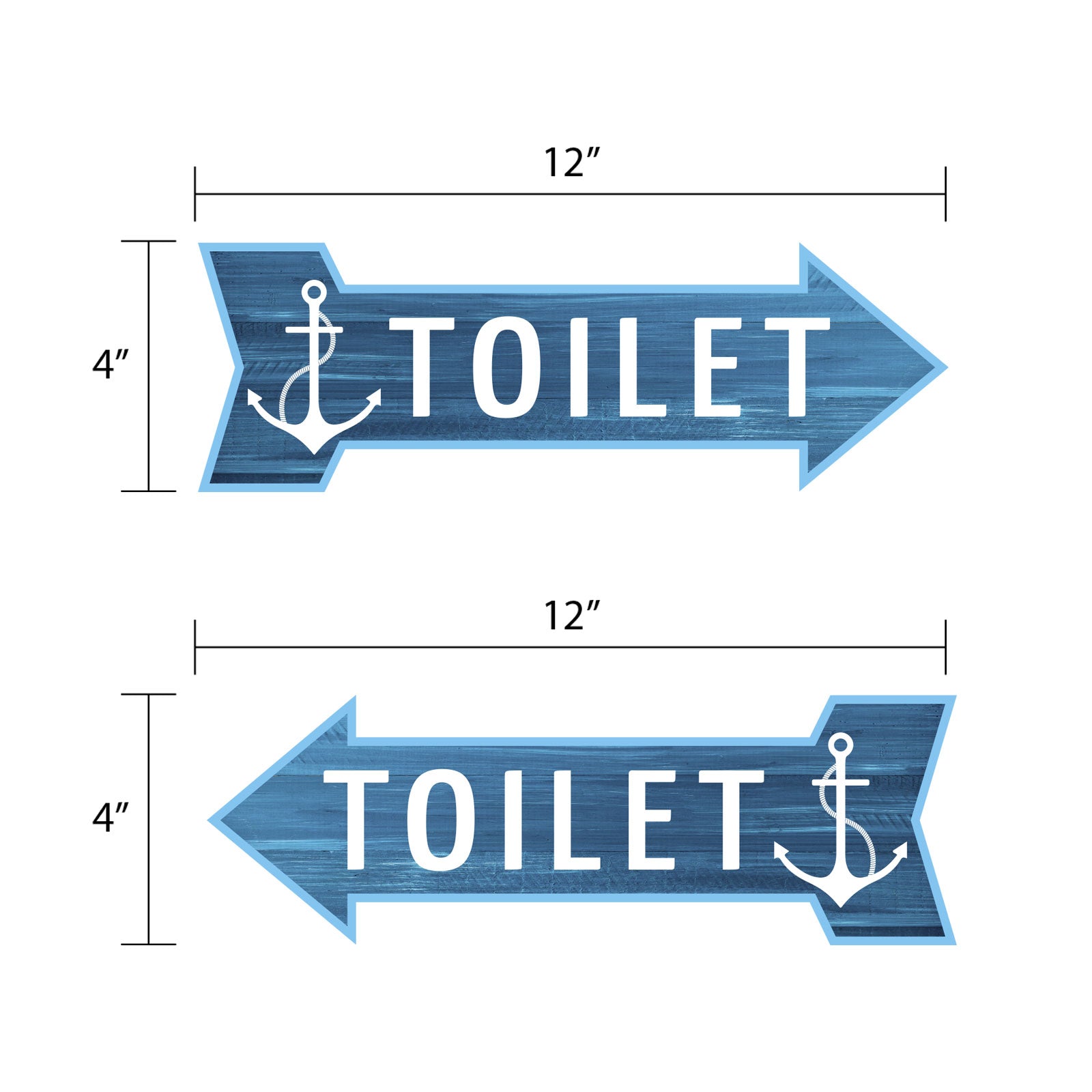 Arrow Shape Toilet 12x4" Wall or Door Sign | Bathroom & Restroom Signage