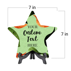 Boho Leaves Personalized Custom Star Shape Table Sign with Acrylic Stand (6 x 5“) | Home or Business Cute Décor Personalized Signs