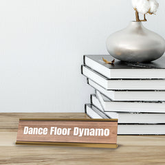 Dance Floor Dynamo Gold Frame Desk Sign (2x8") | Novelty Workplace and Home Office Decoration For Him