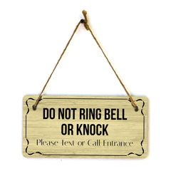 Do Not Ring Bell or Knock Please Text or Call Entrance 5x10 Hanging Plus Wall or Door Sign | Home & Office Décor