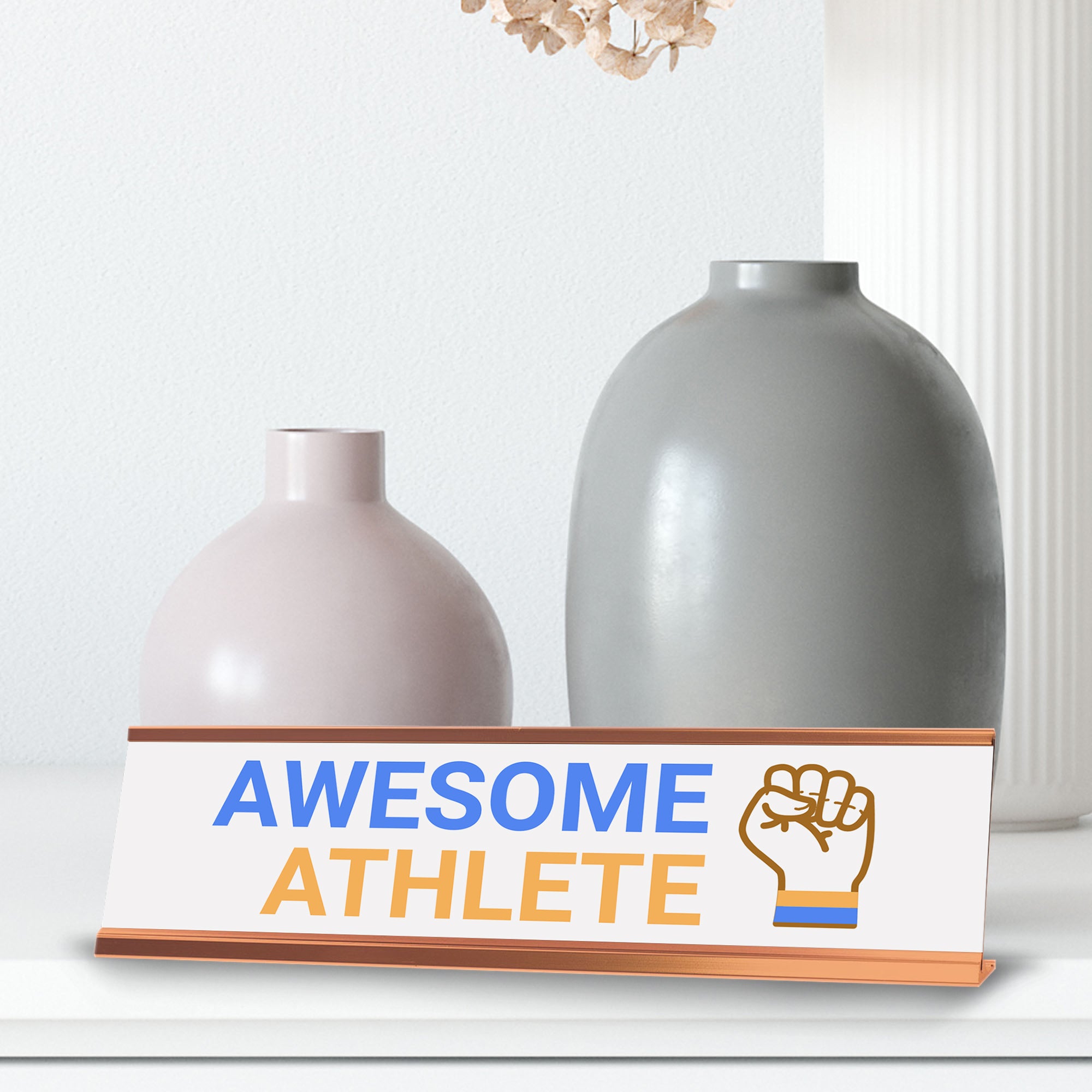 Signs ByLITA Awesome Athlete Award, Gold Frame, Desk Sign (2x8")